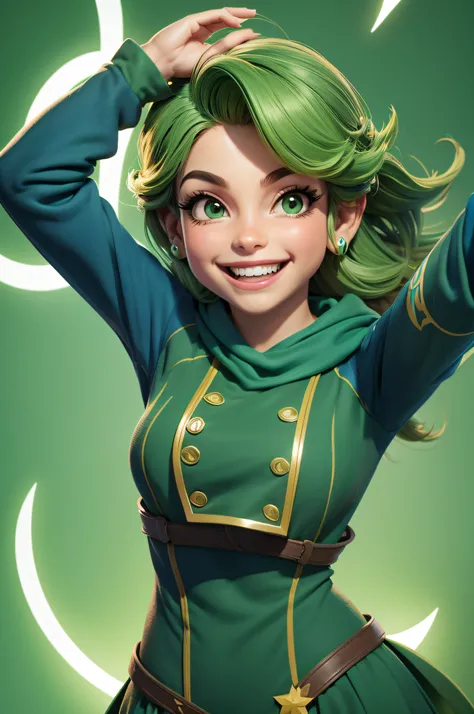 hero, capa verde, sorrindo, estilo disney pixa os incriveis