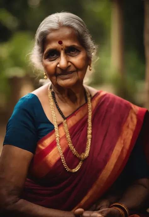 Granny in saree showing cleavage