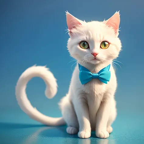 a cute white lonely cat with bowtie