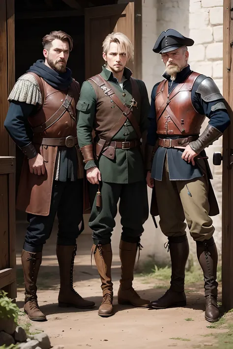 Group of hardened and rustic German mercenaries of the sixteenth century