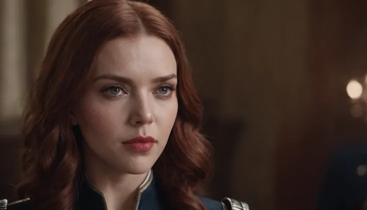 (masterpiece), (best quality), (photorealistic:1.3), 8k, detailed skin texture, detailed cloth texture, beautiful detailed face, intricate details, ultra detailed, scarlett johansson, Black Widow in the style of the Captain America, straight red hair, (ful...