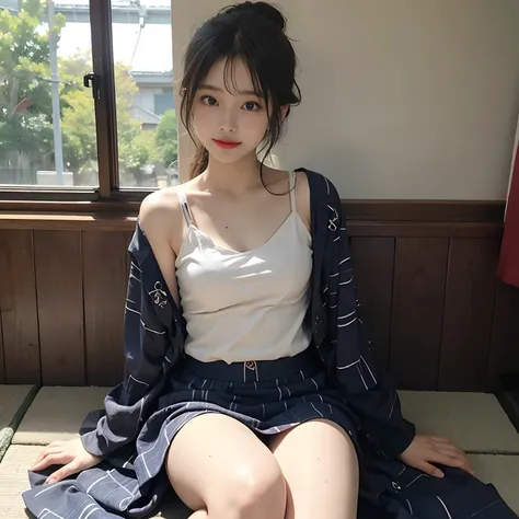 hi-school girl, lesbian, Japan Yukata, No bra,, Legs spread wide