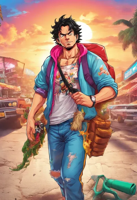 hyperrealistic), (illustration), (high resolution), (8K), (extremely detailed), (best illustration), Luffy, one piece, gear 5