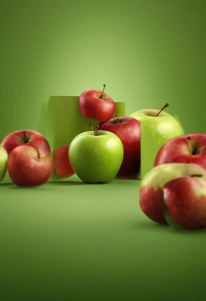 Theres a green apple with a tape measure wrapped around it, ( fita metrica amraela ) photorealistic illustration, 3D-rendering", hd illustration, realistic illustration, ultrarealistic illustration, apple design, digital illustration -, renderizado, ultra ...