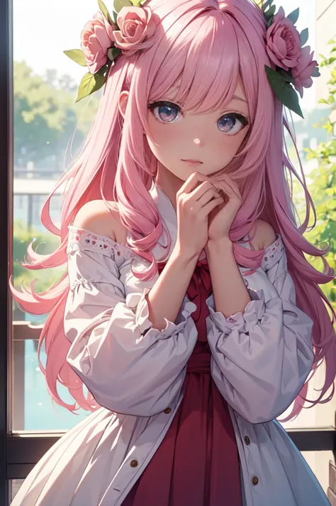 (best quality, 8k, masterpiece:1.2, nsfw ),Cutest,Cute girl,mesugaki,Beautiful face,Beautiful eyes,Beautiful hair, Light pink hair,Lots of flowers,