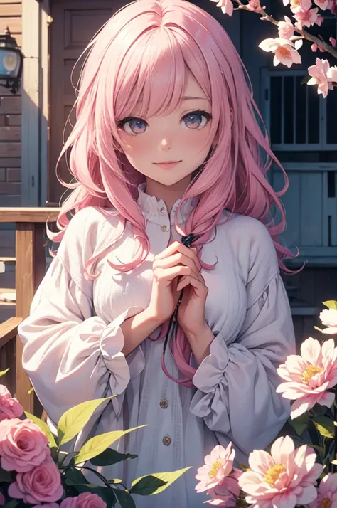 (best quality, 8k, masterpiece:1.2, nsfw ),Cutest,Cute girl,mesugaki,Beautiful face,Beautiful eyes,Beautiful hair, Light pink hair,Lots of flowers,