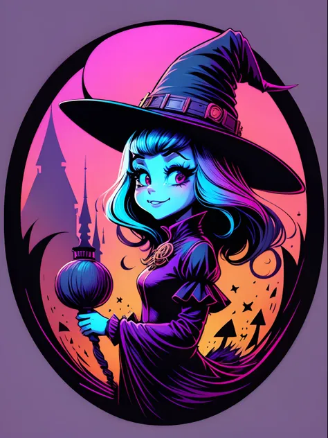 vector art, disney style, cool color, (( witch )), 4k, 8k.