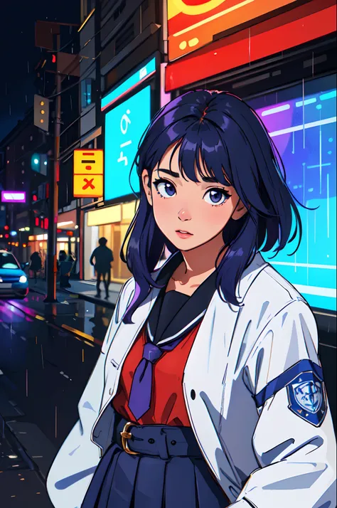 masterpiece, highest quality, realistic, subsurface scattering, chromatic lighting,

colorized, red + white + purple + blue limited color palette, detailed concept drawing, line-art, illustration,
fashion,

close-up of 18yo 1girl,small breasts,
shy,
bangs ...