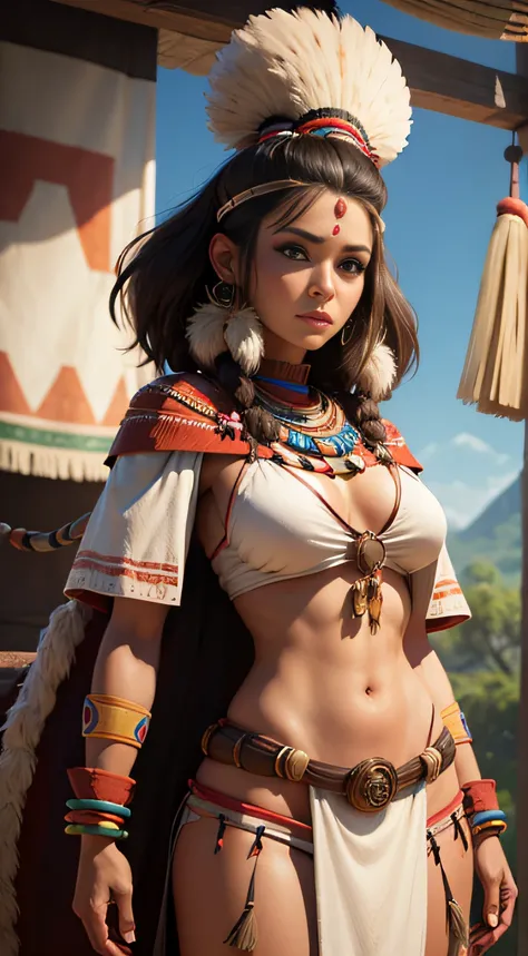 Female Brunette Tribal Chief Character Design