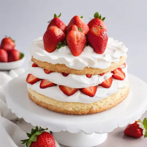 Strawberry Shortcake, ​masterpiece,top-quality,professional photograpy,detail portrayal,8K,the background is white