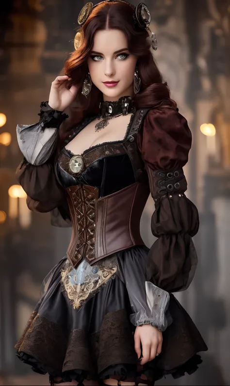 (((ultra detailed, beautiful face, megapixel))) craft a visually striking photo realistic image of a steampunk futuristic disney...