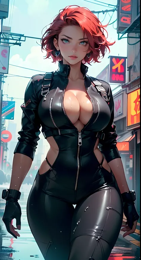 mechanical girl,(1girl: 1.3),((1 black girl with extremely cute and beautiful red hair)),((((black race)))),

(big breasts: 1.4),sagging breasts,(((short red hair: 1.35,cropped,redhead,very short hair))),(((heterochromia:1.5,eye1 red,eye2 white))),intricat...