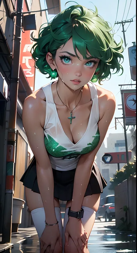 girl youtuber,(((1girl))),((extremely cute and beautiful green curly-haired girl)),

(short breasts:1.4),(((green curly hair:1.35,very curly hair,colored inner hair,ear breathing,short hair))),(((eyes green:1.3))),intricate eyes,beautiful detailed eyes,sym...