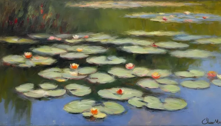 ​masterpiece、top-quality、Impresionismo,Paintings by professional painters,Claude Monet,waterlily pond