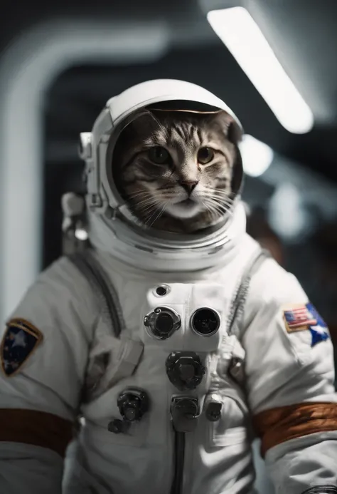 gato com roupa de astronauta 3x4 fundo branco