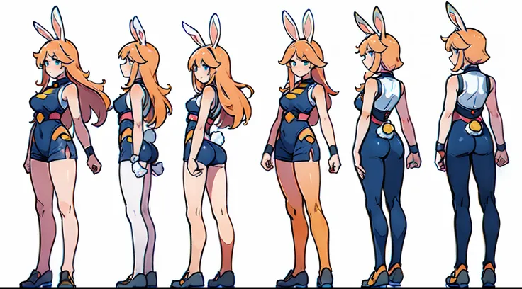 ((Best Quality)), ((Masterpiece)), ((Realistic)) ((Best Quality)), ((Masterpiece)), ((Realistic)) 1woman, cute face, adult mature female (spiky bangs,) ((orange-pink mullet 1.1)), (long hair), blue eyes, (white/yellow pupil,) hero, sleeveless blue swimsuit...