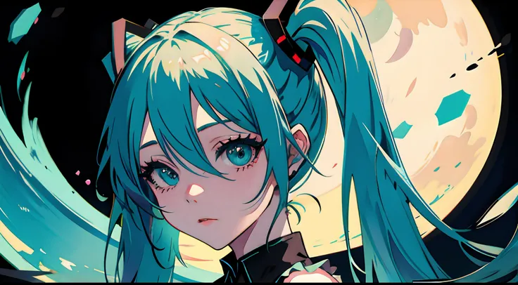 hatsune miku, a frown, cara sombreada, obra maestra, absurdos,