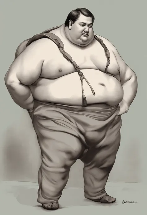 Hu Tao Gorda, brazos obesos, estomago obeso, piernas obesa, papada, gran pansa, Fat motionless, morbidly obese, mala salud, poor anatomy, gota, super gross proportions, grasa, lonjas, mal cuerpo, obesidad moribida