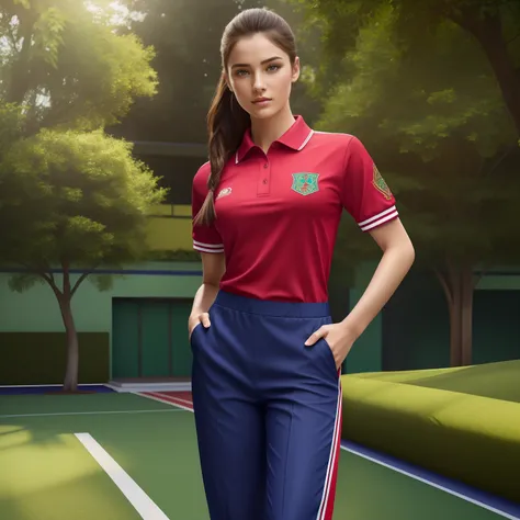 (best quality,ultra-detailed,realistic:1.37),(HDR,UHD,studio lighting),(vivid colors),(sharp focus),(physically-based rendering),(extreme detail description),(professional),photography,portrait
A girl in a garden, wearing the new Physical Education uniform...