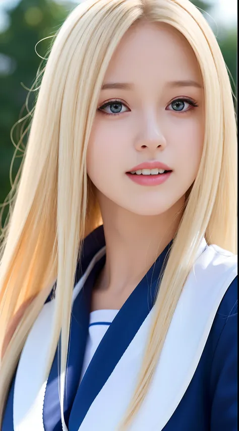 RAW photos, ((Portrait of extreme beauty))), upper body, (((glossy glossy skin)), one, 17-year-old pretty beautiful girl, (shiny bright platinum blonde)), disheveled hair, [bright light blue big eyes shining with high definition], silky straight hair, supe...