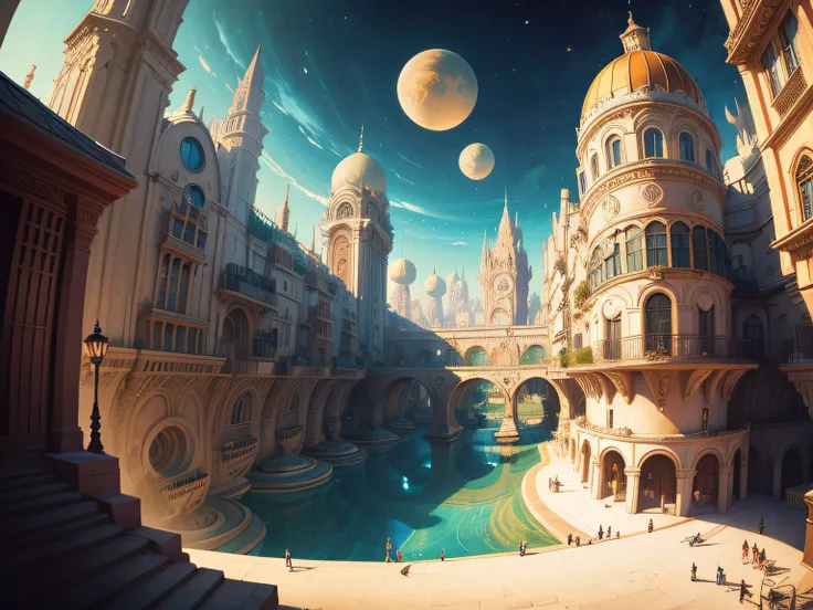 coruscant by MC Escher, Anato Finnstark, Botticelli, Cyril Rolando, Salvador Dali