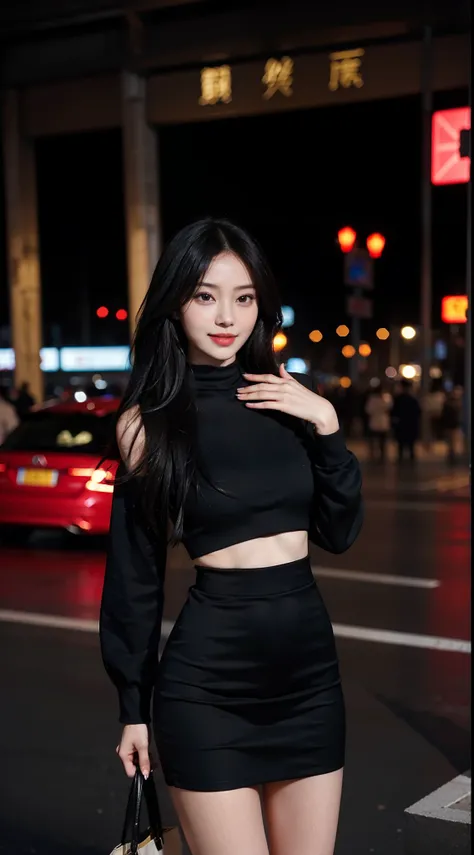 In the bustling city，There is a beauty who catches the eye。She has a slim figure，Wearing a tight skirt looks even more graceful。In terms of appearance，She has long black and shiny hair，The skin is as fair as jade，The facial features are delicate and pictur...