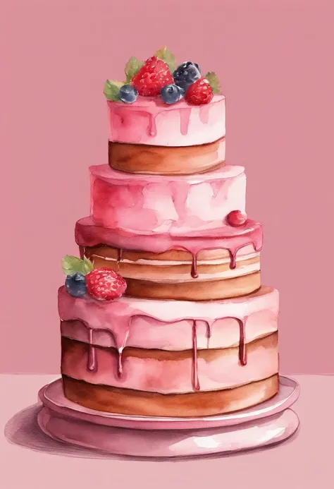 monochromes、Line drawing、Line Art、Making a cake
 chocolate cake
 Pink background, solid color, Pink background color only
This cake is、In slices on the plate next to it is cut
Ultra-realistic photos, The 8k quality, fullHD