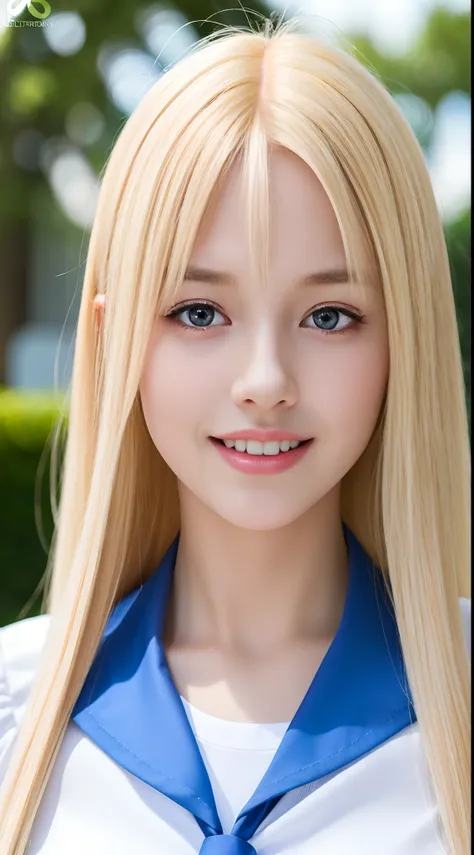 RAW photos, ((Portrait of extreme beauty))), upper body, (((glossy glossy skin)), one, 17-year-old pretty beautiful girl, (shiny bright platinum blonde)), disheveled hair, [bright light blue big eyes shining with high definition], silky straight hair, supe...