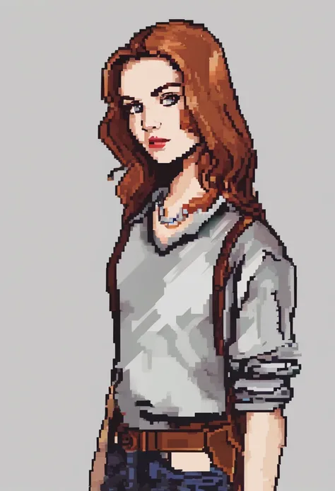 Retrato de uma mulher linda atraente, usando uma blusa de moletom，inspirada em "Karen Gillan", trending on art station, estilo de rua, Pose intimidadora, roupas com moda,