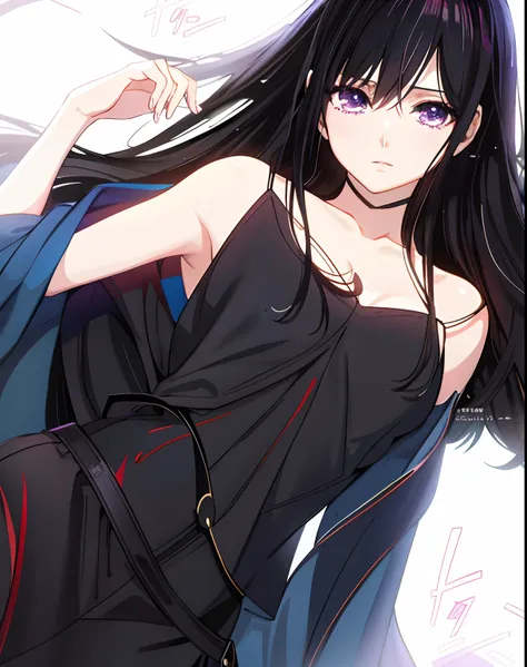 anime girl in blue dress laying on floor with long hair, seductive anime girl, anime moe artstyle, attractive anime girl, gapmoe yandere grimdark, anime girl with long hair, (anime girl), black - haired mage, mysterious girl, beautiful alluring anime woman...