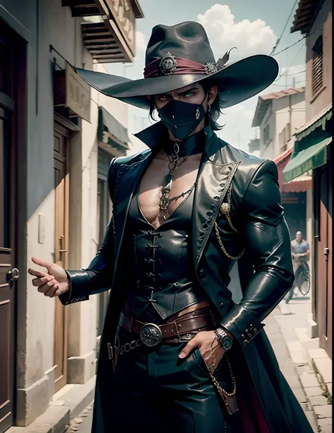 dnd, male gender, Bandido, vestido, totalmente vestido, Roupas de bandidos, perigoso, dreadful, Person, Gangster outfit, bandido , Besta , cimitarra, magro, Asma, muito magro, without muscles