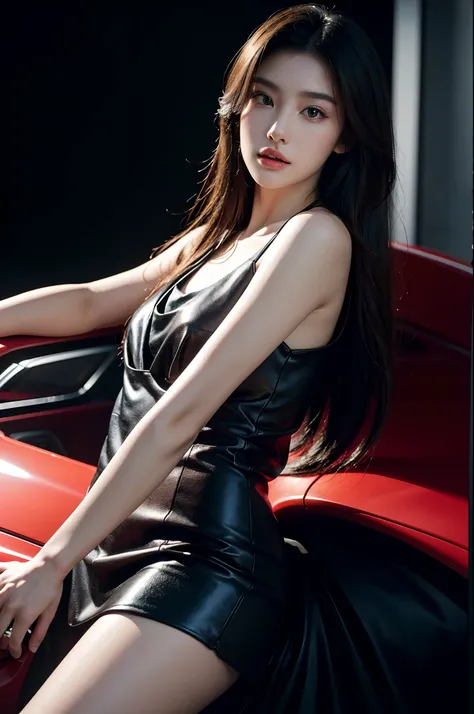 (Best quality,4K,8K,A high resolution,Masterpiece:1.2),Ultra-detailed,(Realistic,Photorealistic,photo-realistic:1.37),Car model,korean beautifull girl,mesmerizing looks,stunning features,Perfectly styled hair,Beautiful eyes with long eyelashes,Full and lus...