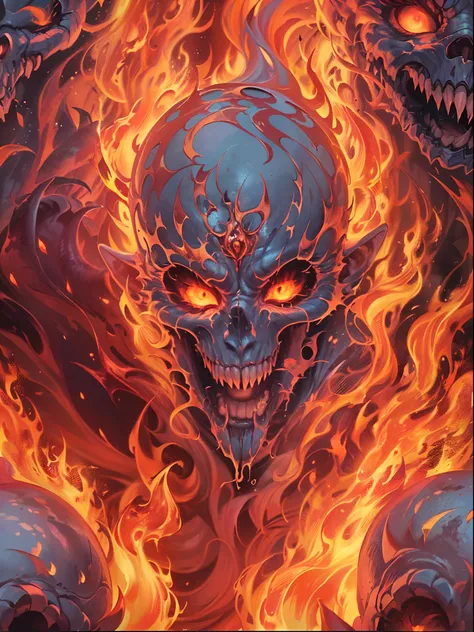 ((Best quality, 8K, Masterpiece: 1.4)),((Amazing detail: 1.3)),((illustration: 1.2)),((high resolution: 1.1)),Eldritch,Flame element, fire demon, Glowing fire element,Empty background,astral,Viscous liquid,Colorful, vapor, Perfect hand,Murderous face,