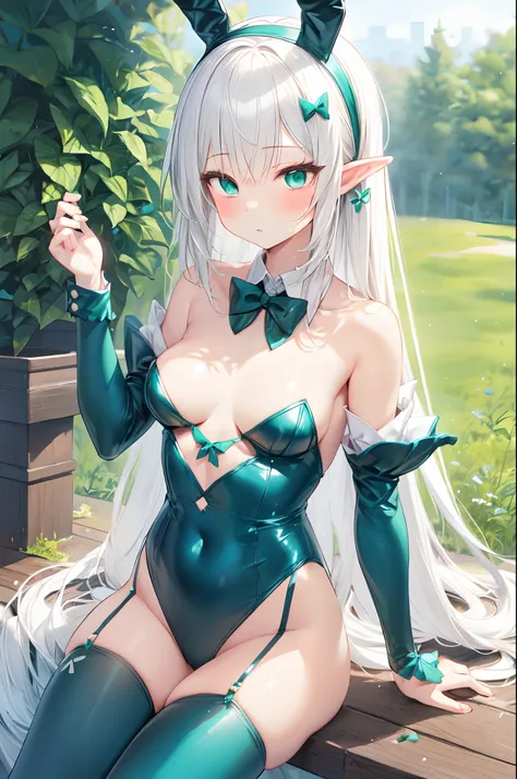 anime - style image of a sexy woman in a green outfit, elf girl, seductive anime girl, small curvy loli, loli in dress, trending on artstation pixiv, alluring elf princess knight, elf girl wearing an flower suit, fanart best artstation, a sexy maid in a ma...