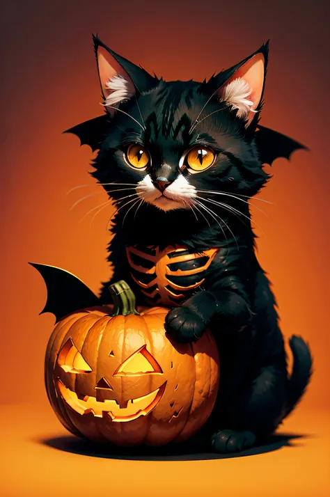 skeleton pumpkin cat bat, icon niji ,halloween theme:1.5