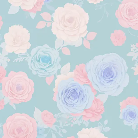 floral print with blue and pink pastel tones