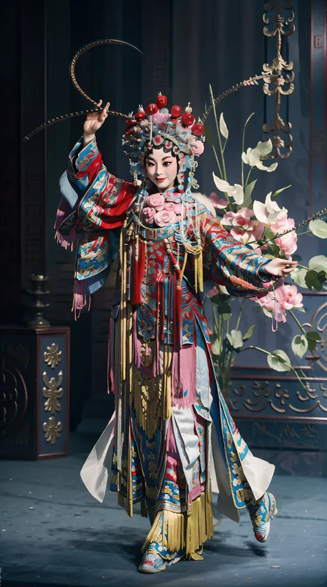 Masterpiece, Best quality, Masterpiece, Best quality, 1girll,  beijing opera,tchibi