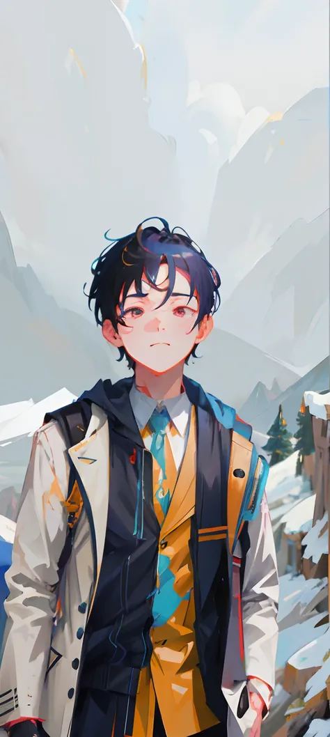 anime character with a backpack and a mountain in the background, artwork in the style of guweiz, inspired by Yanjun Cheng, guweiz, digital anime illustration, anime style portrait, inspired by Bian Shoumin, anime artstyle, in an anime style, high quality ...