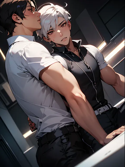 ((best quality)),((beautifully painted)),((highly detailed)),((professional lighting)),((dynamic angles)),2male in,yaoi pose,gay...