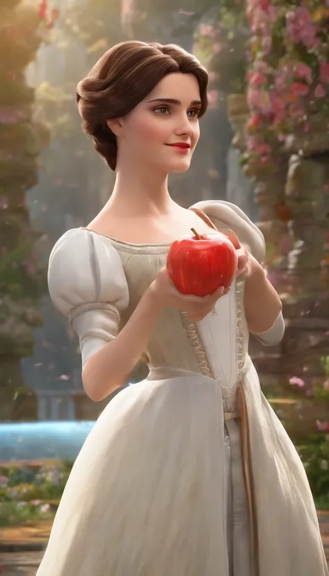 (Emma Watson as Snow White, (full body), ultra-detailed eyes, ultra-detailed body, nice perfect face with smooth skinice, stunning female body, ((ultra-detailed hands)), masterpiece concept fantasy art, trending on Artstation, hyper-detailed, digital art, ...