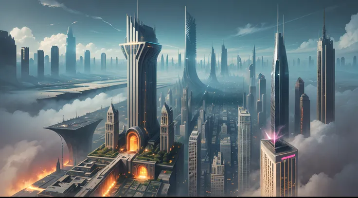 futuristic city, fantasy, 24th century, England