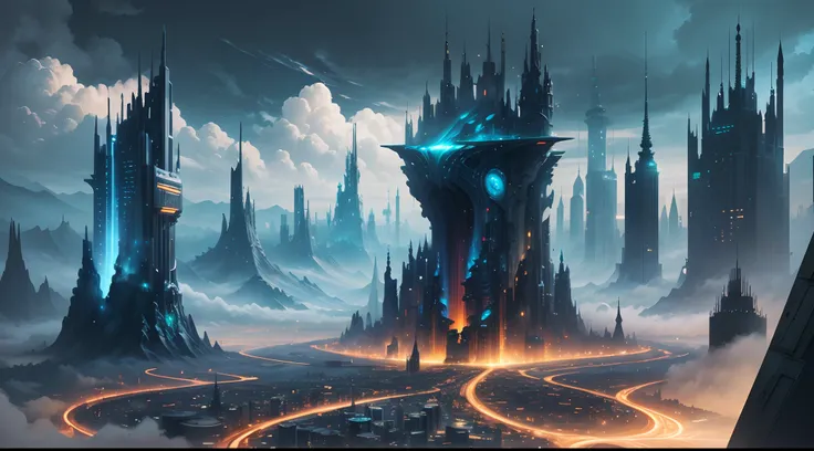 futuristic city, fantasy, 24th century, England