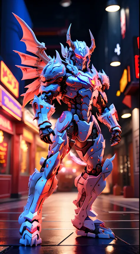 OVERLORD DRAGON, DRAGON WINGS, MECHANICAL ARMOR, TRANSPARANT, HOLDING TRIDENT, MUSCLE BODY