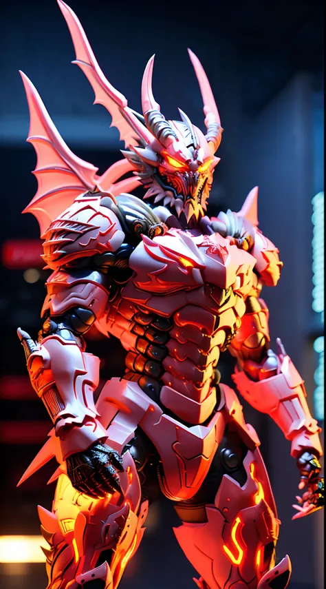 OVERLORD DRAGON, DRAGON WINGS, MECHANICAL ARMOR, TRANSPARANT, HOLDING TRIDENT, MUSCLE BODY