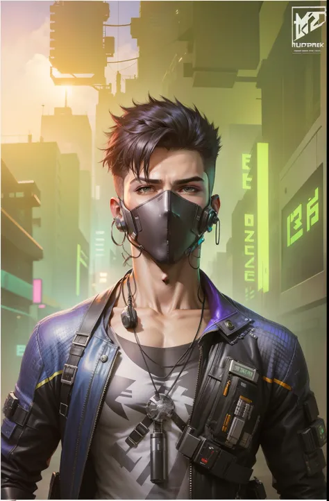 Cyberpunk, handsome boy hot ,background change ,