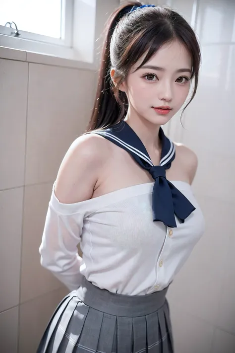 (((1bobble pony tail girl:1.3, solo))), a extremely pretty and beautiful japanese woman, (sexy model), professional attire, (22 ...