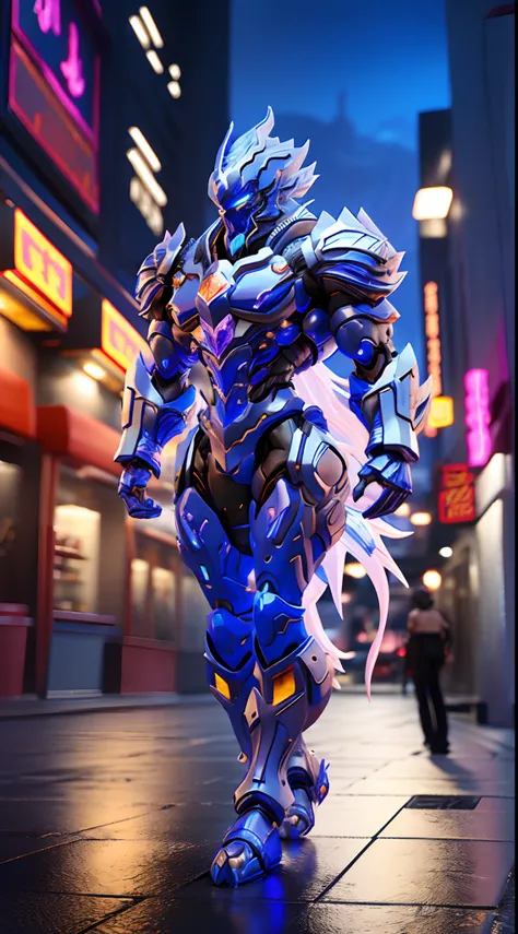 BLUE DRAGON, CRYSTAL ARMOR, (FULL  BODY:1.0), TRANSPARANT, MUSCLE CURVY BODY.