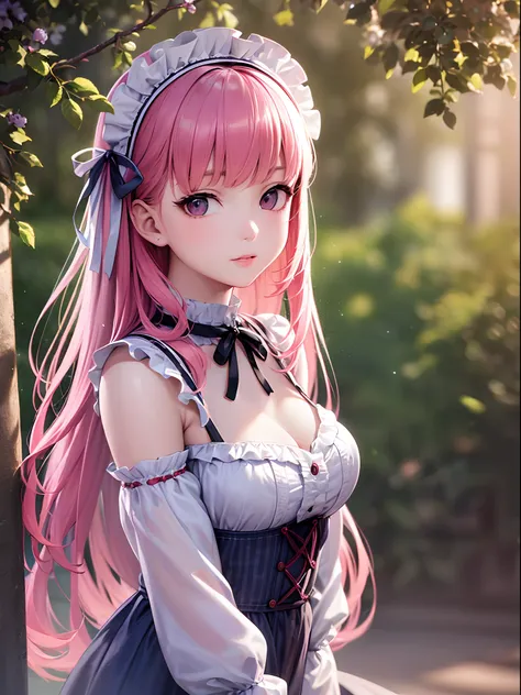 (​masterpiece、top-quality、hight resolution、photos realistic、real looking skin:1.1)、Super delicate cute girl in a Lolita dress with pink hair、 8K Ultra High Definition、Delicate texture、nsfw