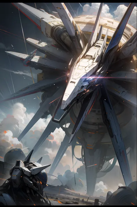 Armageddon，heavenly body，mechs，Huge ring-shaped spaceship，