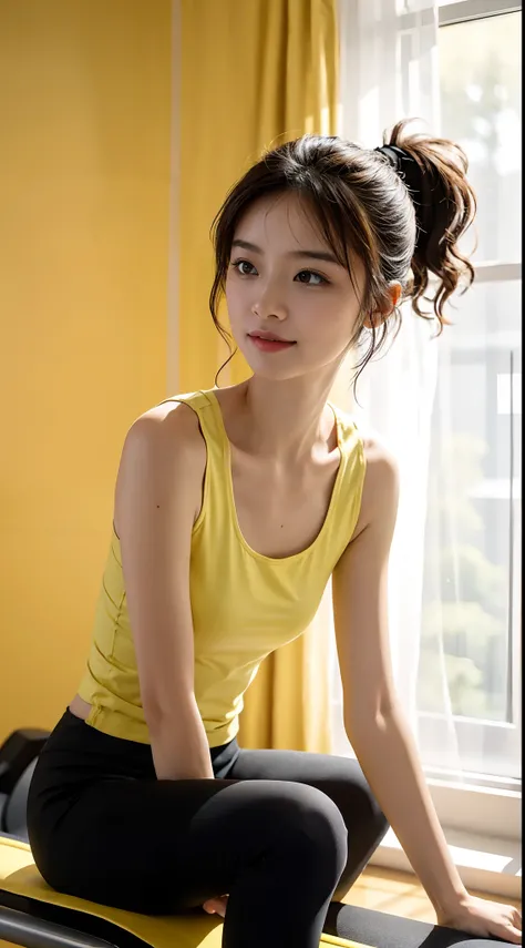 (Small lower chest,Tomboyish,small heads)), (Well-defined abs: 1.1), (perfect bodies: 1.1), (short-length straighthair: 1.2), Black hair,attractive collarbone，（极其细致的CG 8k壁纸），（Extremely refined and beautiful），（tmasterpiece），（best qualtiy：1.0），（超高分辨率：1.0），fu...